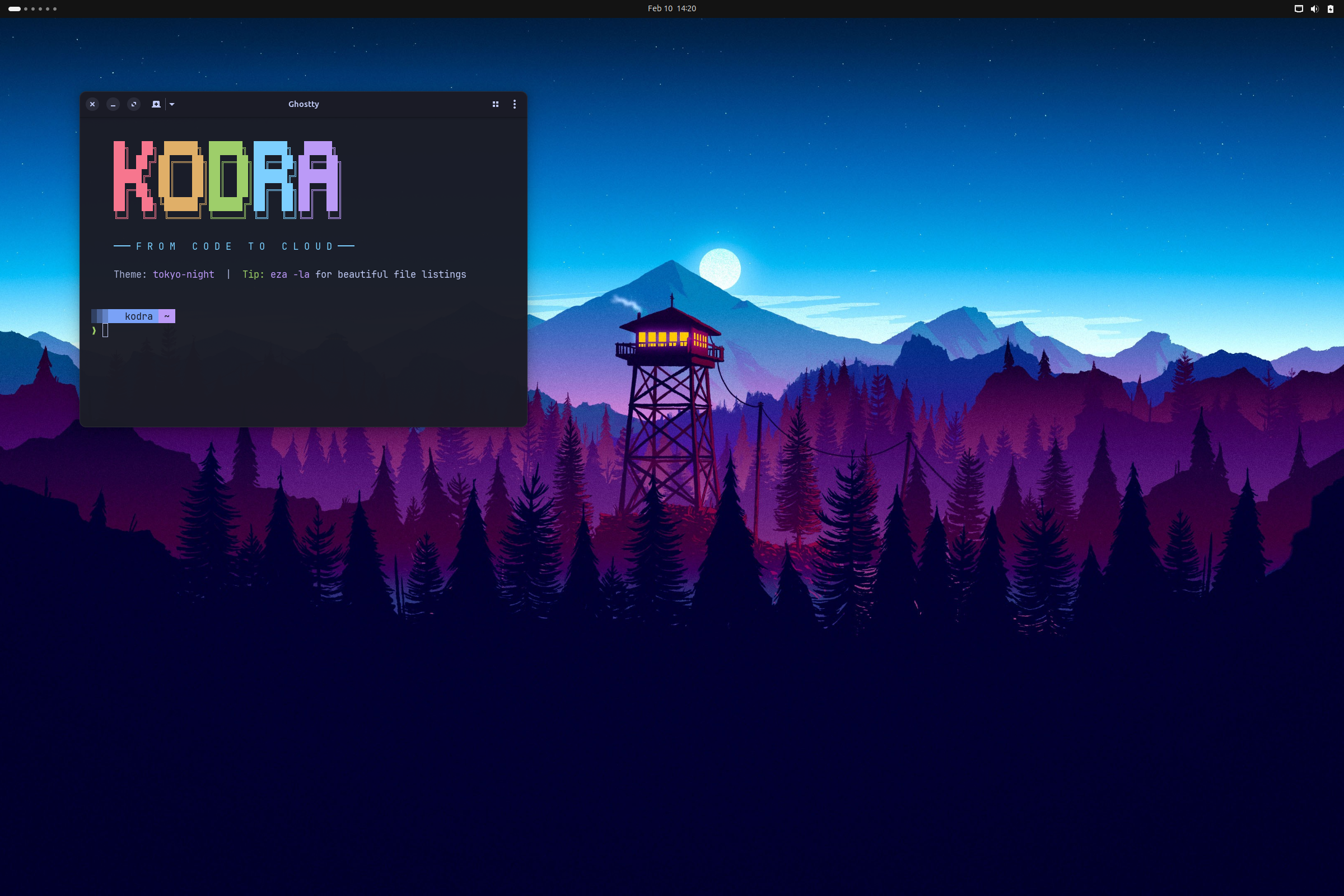 Kodra Terminal with fastfetch